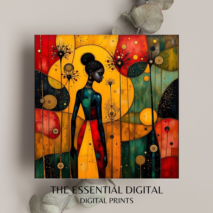 Goals Grace Growth Gratitude Beautiful Black Woman Illustration Printable Art product image (1)