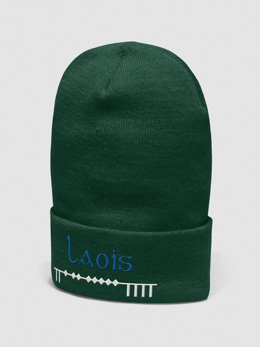 Laois Scholastic Style Ogham, white and blue, embroidered Cuffed Beanie product image (38)