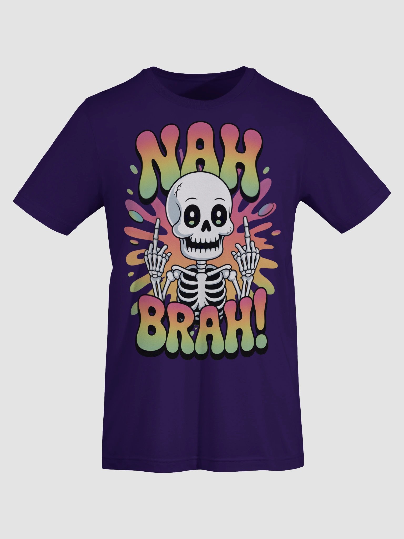 Sassy psychedelic Skeleton 'NAH BRAH!' T-Shirt - Hein Signature Studios product image (61)