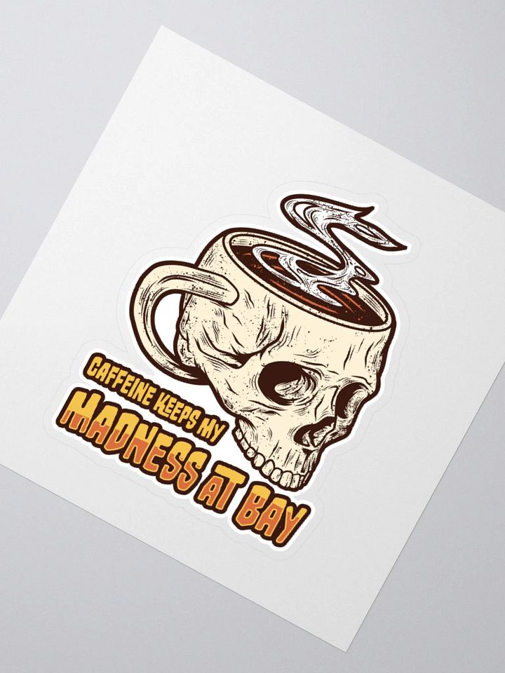 Gothic Skull Coffee Sticker – Caffeine Keeps My Madness product image (6)