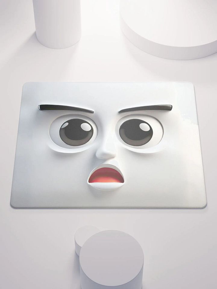 Startled Expression Premium Mouse Pad: Add a Touch of Whimsy to Your Workspace! product image (1)