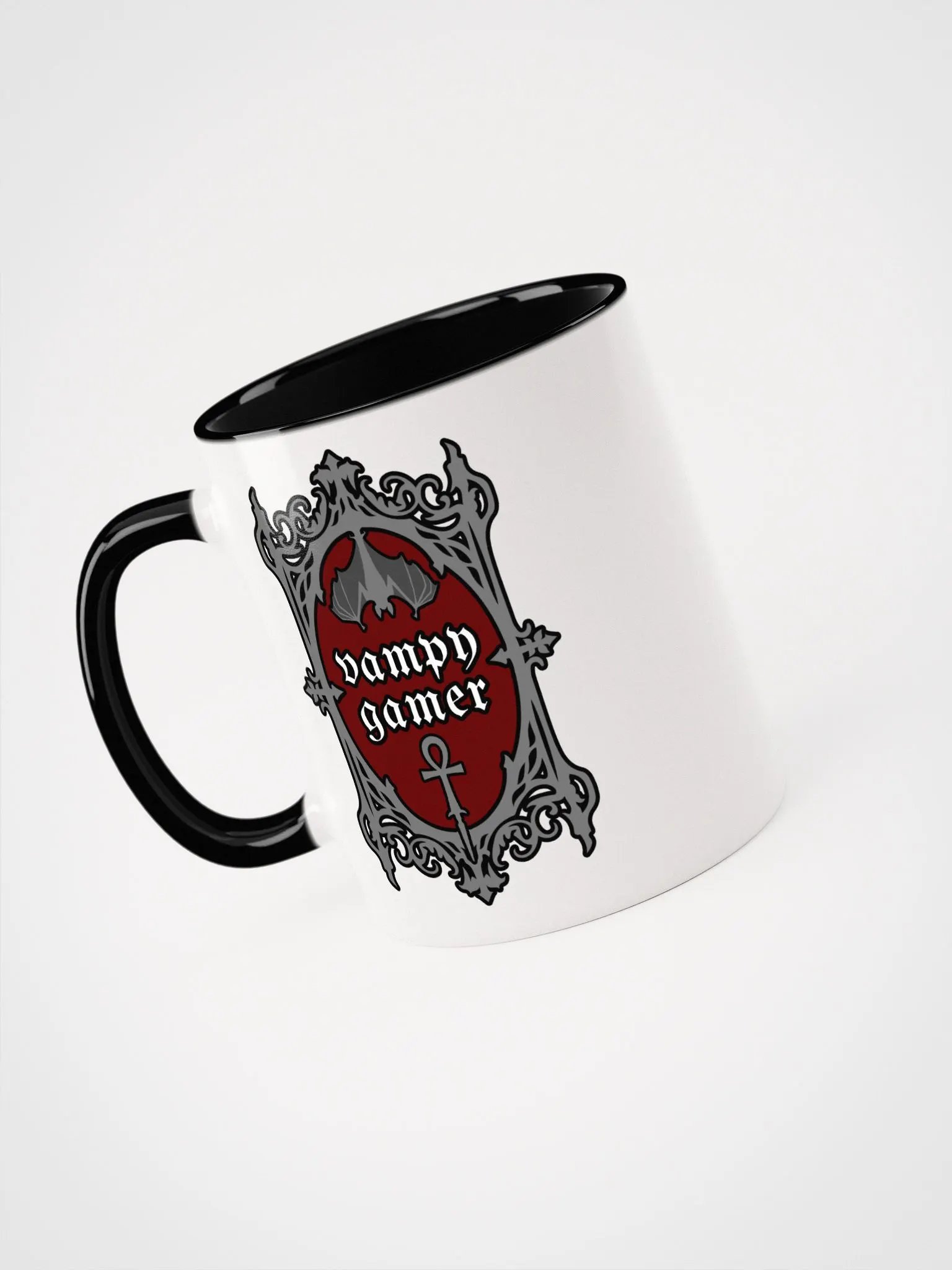 Vampy Gamer Mug – White with Black Accents product image (3)