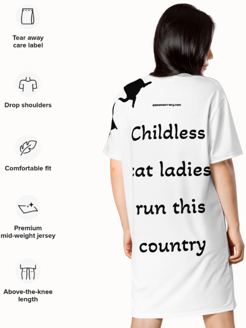 Childless Cat Ladies Run This Country Blue T-Shirt Dress product image (7)