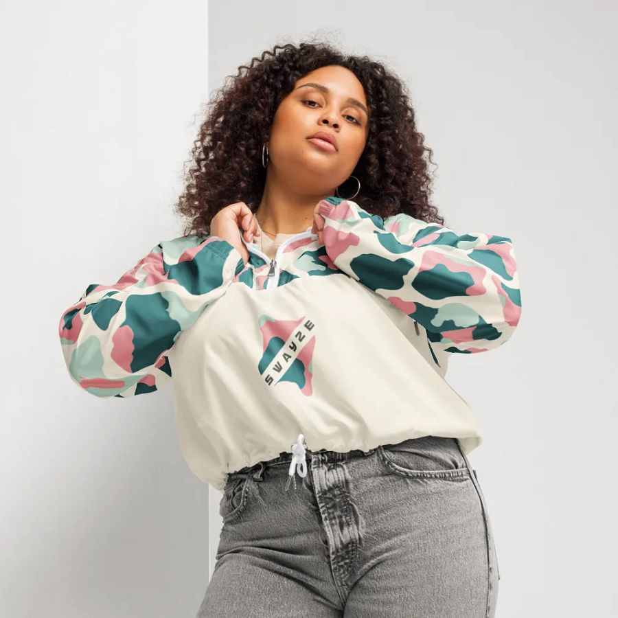 Cow-mouflage Pattern Crop Hoodie Windbreaker product image (2)