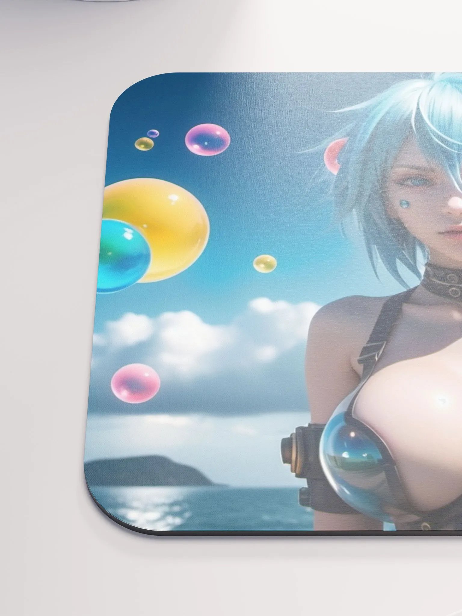 Futuristic Blue Hair Anime Mouse Pad product image (7)