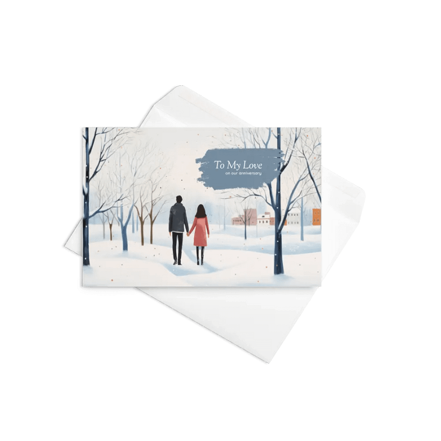 Snowy Anniversary Stroll Greeting Card product image (3)