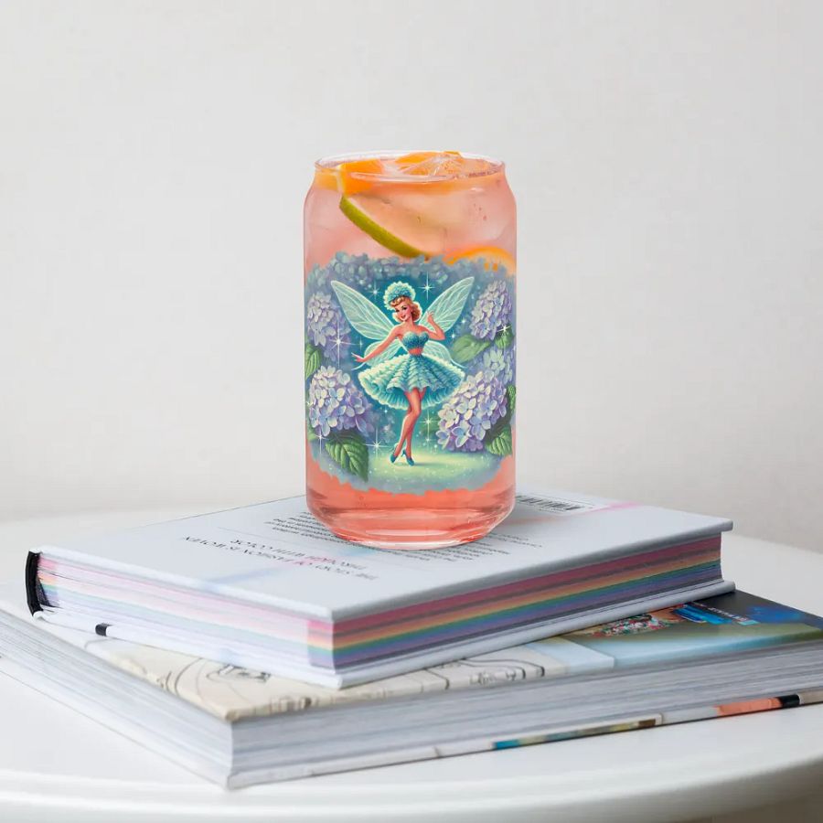 Blue Hydrangea Fairy Can Shaped Glass product image (34)