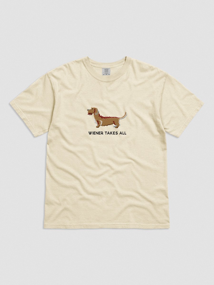 Wiener Takes All T-Shirt(Embroidered) of a Wirehaired Dachshund(Tan) product image (51)