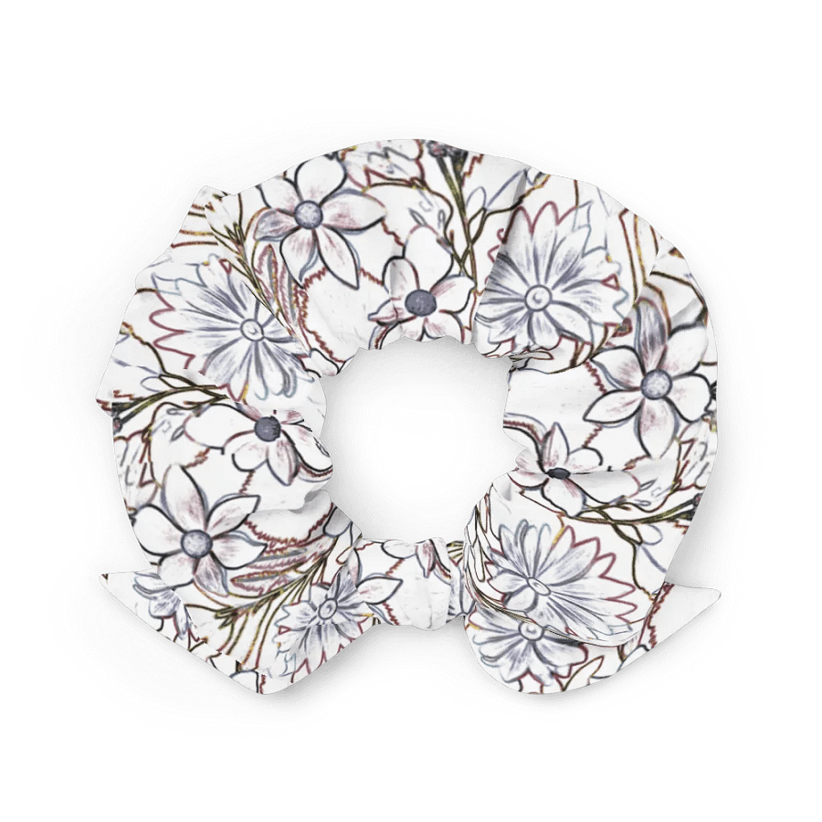 Line art Brown and White Floral/All-Over Print Scrunchie by Sublicolor product image (2)