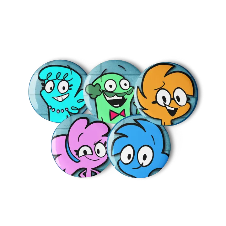 Cartoon Safety Pin Buttons Set 1 product image (1)