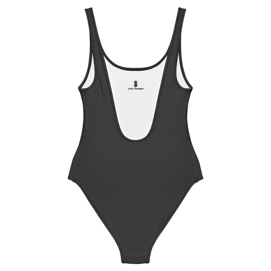 Off Black Deep Gray Solid Color Retro Inspired Women's One Piece Swimsuit product image (2)