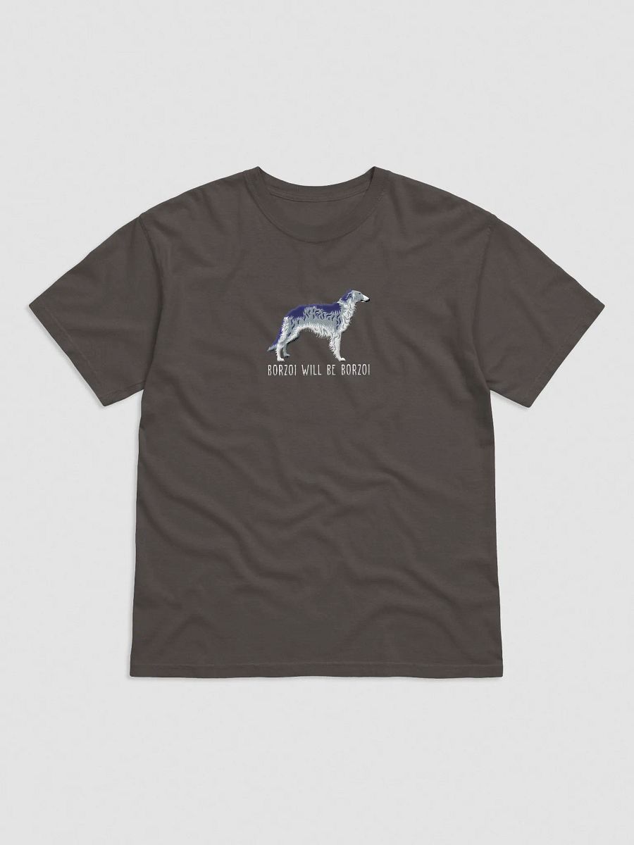 Borzoi Will Be Borzoi T-Shirt(Embroidered) of a Borzoi(Gray) product image (3)