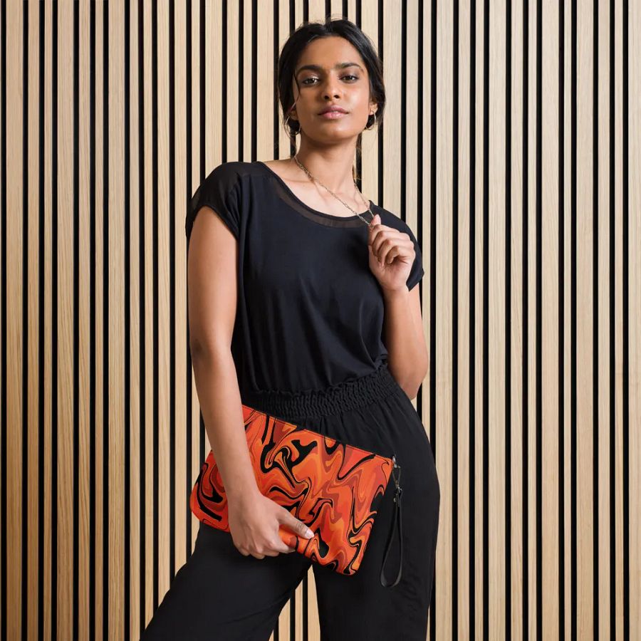 Orange Swirl Flip-Sided Faux Leather Crossbody Bag product image (9)