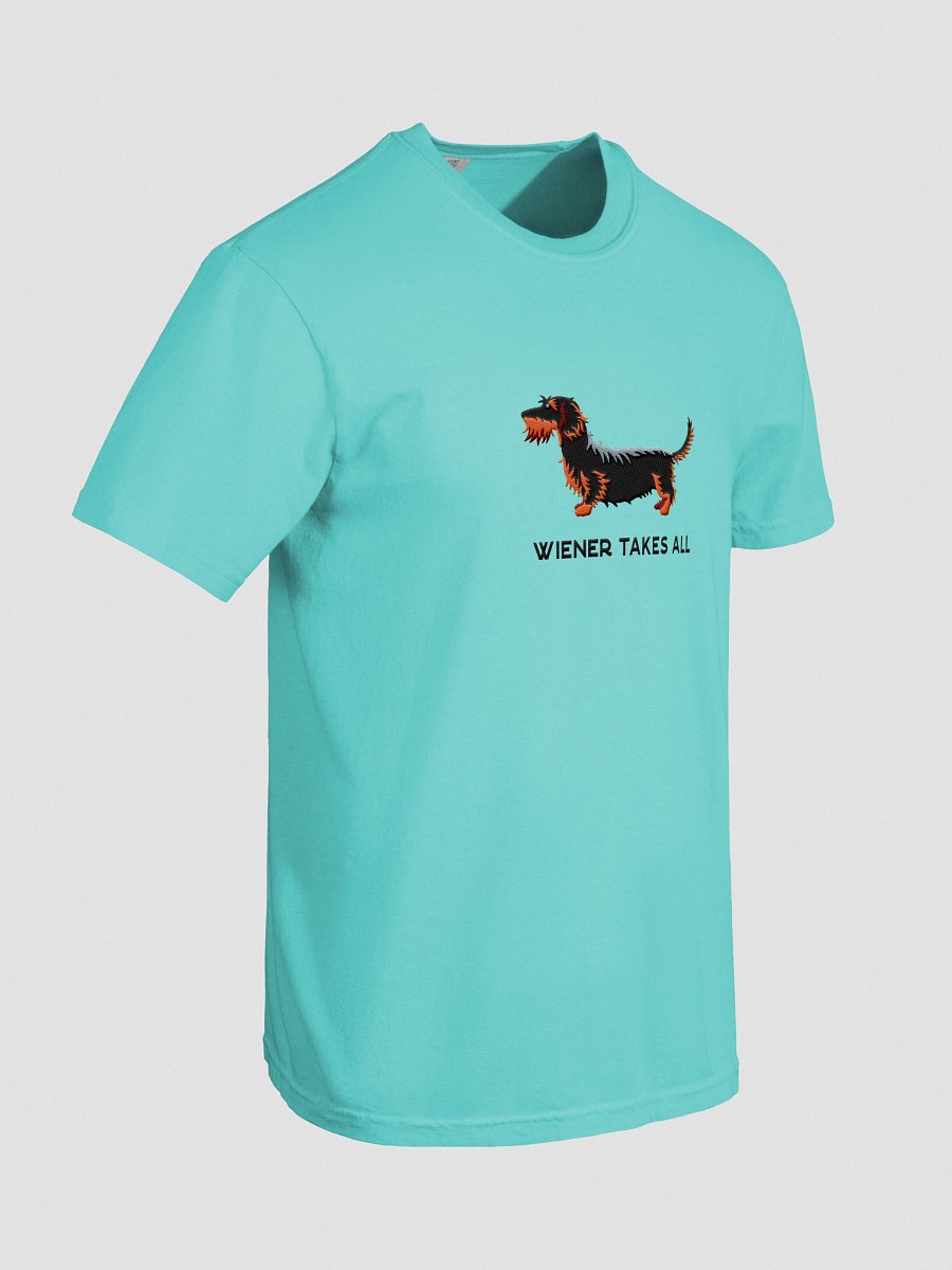 Wiener Takes All T-Shirt(Embroidered) of a Wirehaired Dachshund(Black & Tan) product image (38)