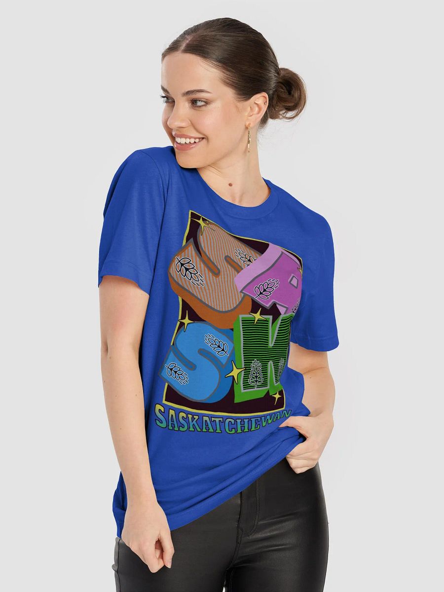Sask Saskatchewan Block Letter Kaleidoscope T-Shirt product image (58)