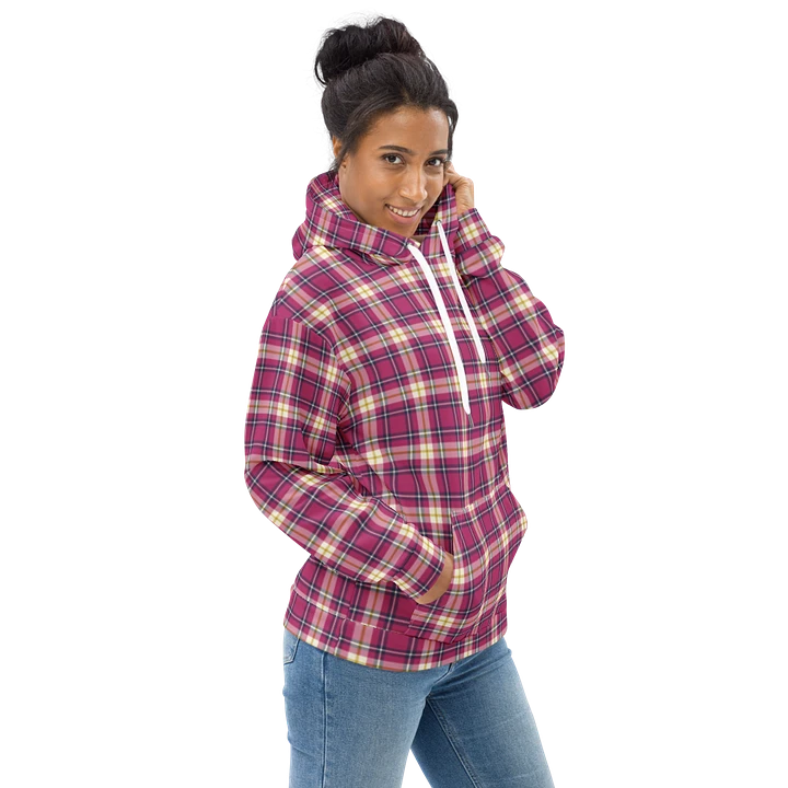 Hot Pink and Navy Blue Plaid Hoodie product image (1)