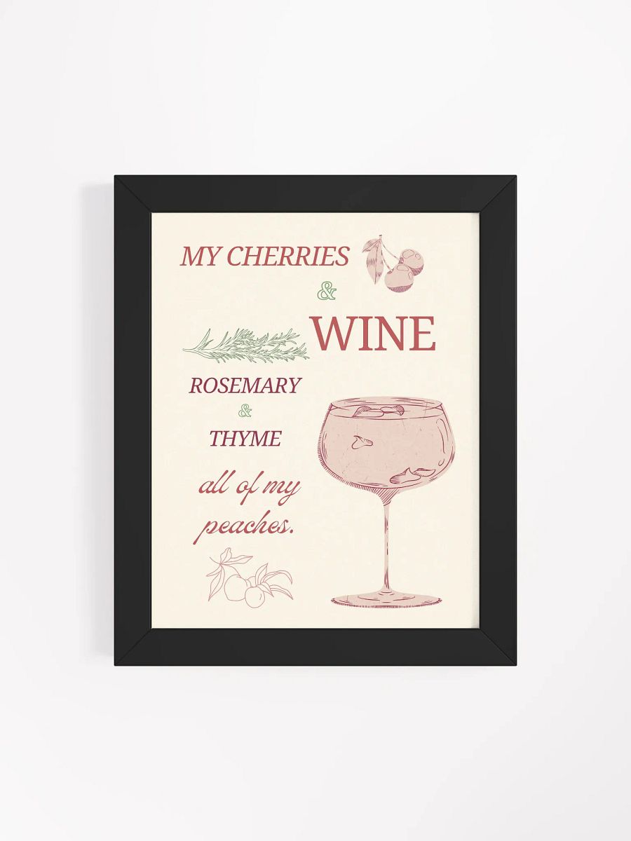 "My Cherries & Wine"Lana Del Rey Inspired Botanical Kitchen Art Print | Elegant Wine Lover Wall Decor | Modern Kitchen Poster product image (48)