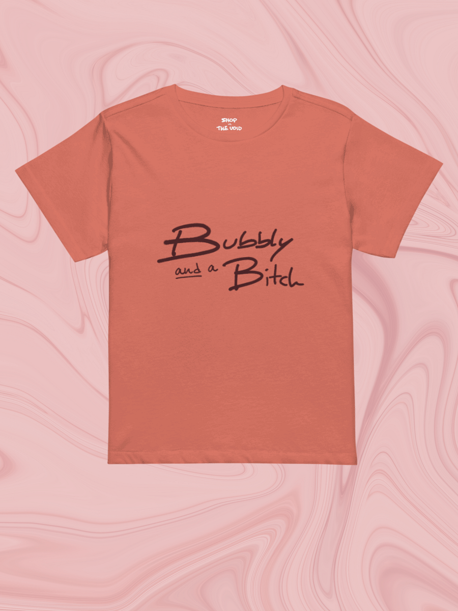 Bubbly and a B*tch (maroon design) printed waist-length tee product image (1)