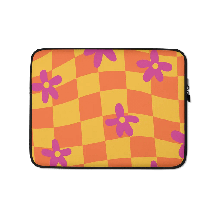 Chic Checkered Floral Laptop Sleeve product image (1)