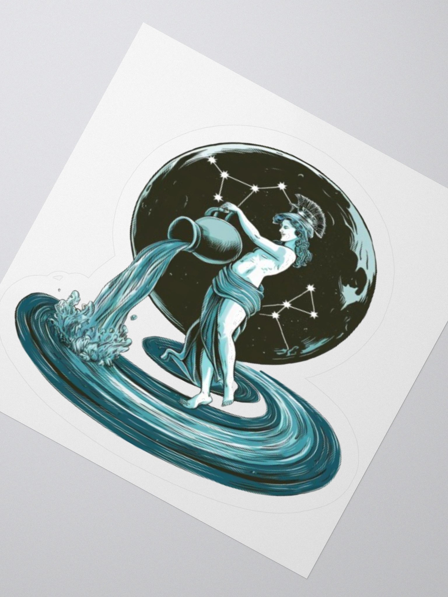 Exclusive Aquarius Celestial Water-Bearer Vinyl Sticker - Zodiac Art product image (6)