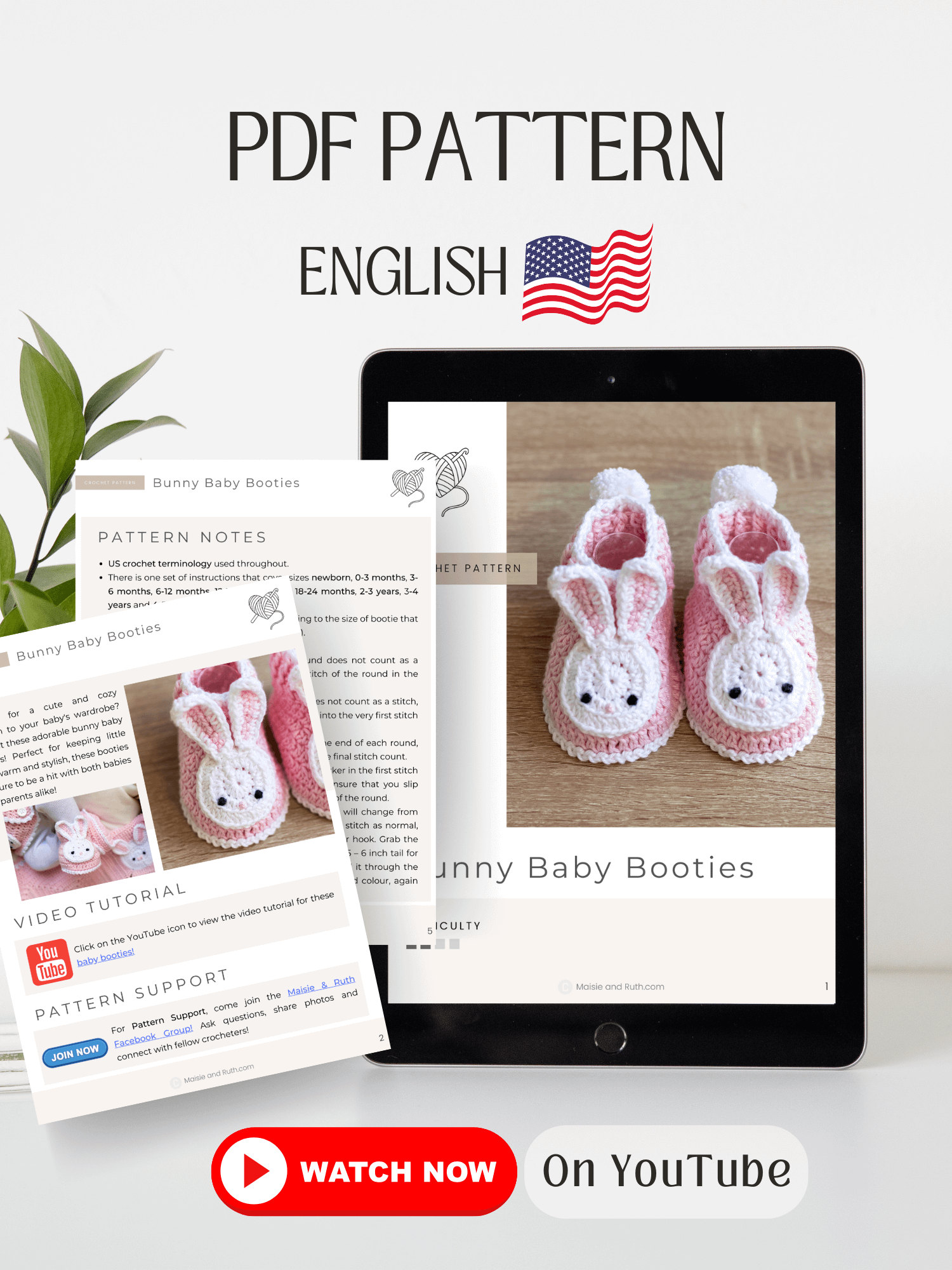 Crochet Pattern: Bunny Baby Booties product image (2)