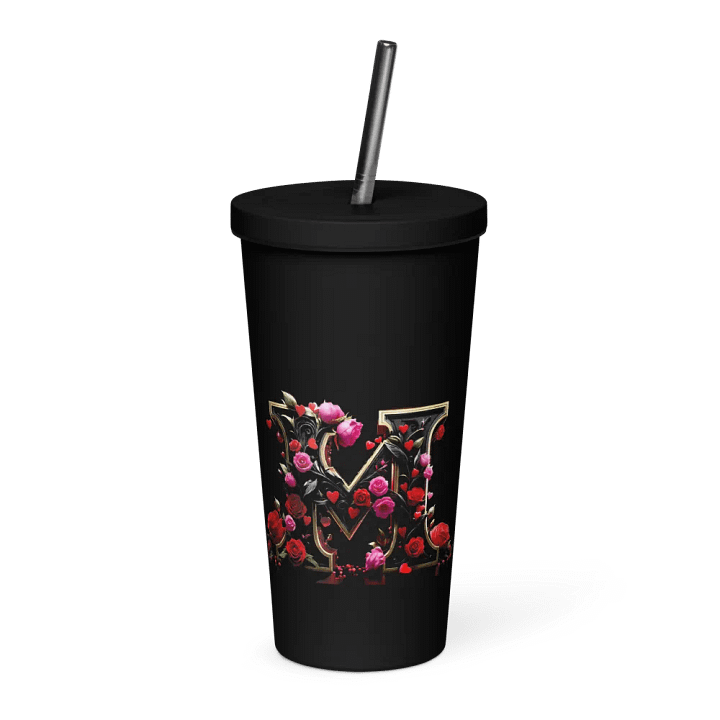 Valentine’s Monogram Letter M(1) Black Tumbler product image (2)