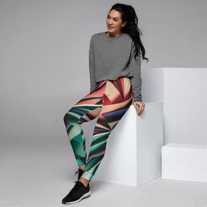 Abstract Geometric Women's Joggers in Vibrant Colors (XS-3XL) product image (2)