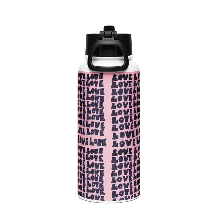 Love Stainless Steel Water Bottle with a Straw Lid in Pink product image (2)