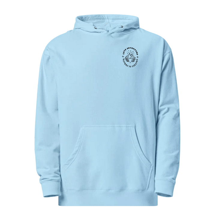 Embroidered and Printed "Lets Adventure, Nature is Calling" Midweight Hoodie product image (1)