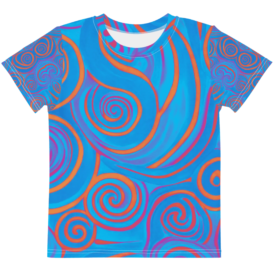 Funky Blue Dreams Liquid Tie-Dye Kid's and Toddler's Crew Neck T-shirt product image (9)