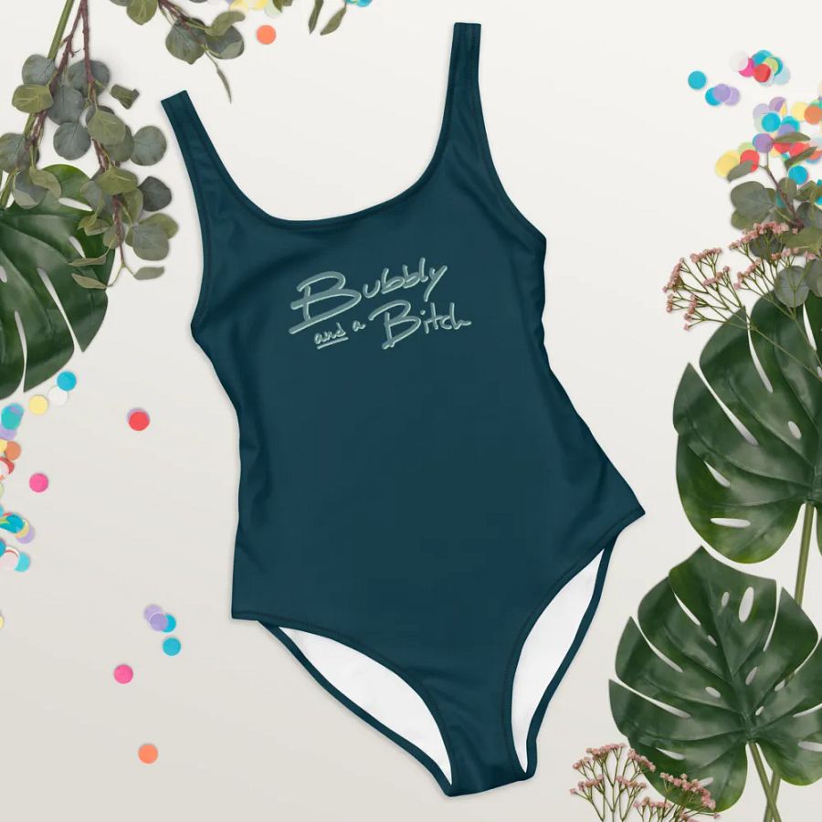 Bubbly and a B*tch (fir shadow design) one piece swimsuit product image (3)