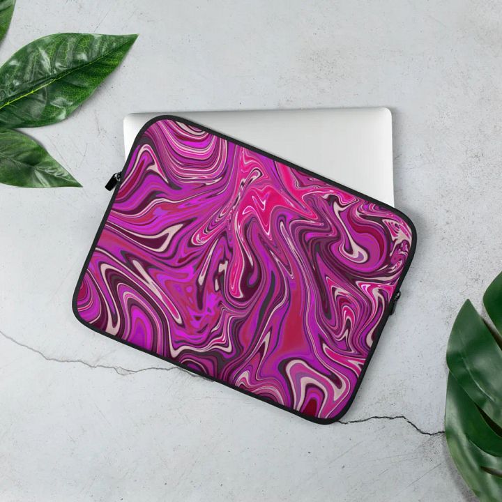 Laptop Sleeve - Pink and Purple Digital Fluid Art product image (3)