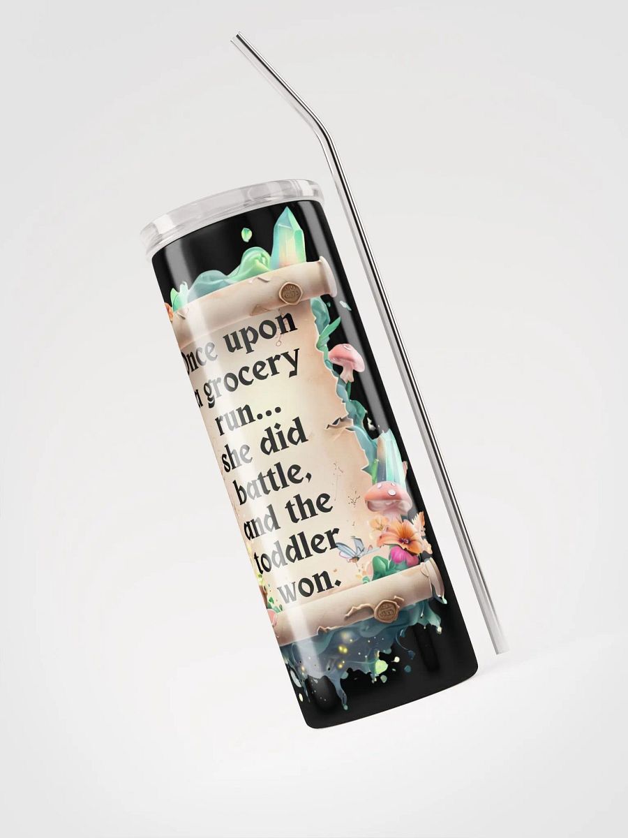 Funny Mom Tumbler – ‘Once Upon A Grocery Run’ Insulated Cup for Busy Moms - Black product image (3)