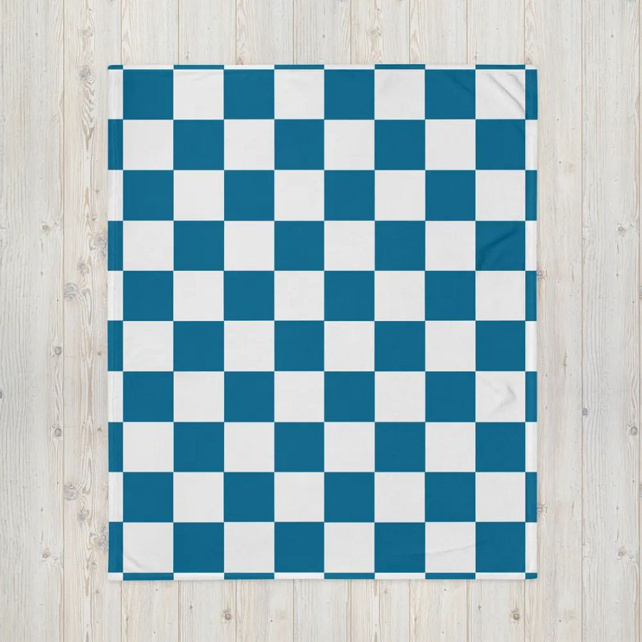 Squares White and Teal/Throw Blanket by Allcolor product image (6)