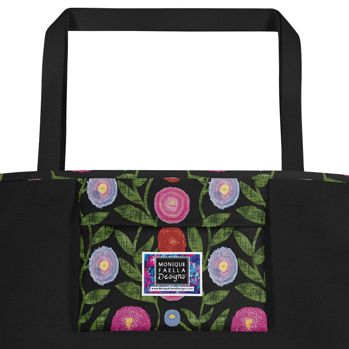 English Daisies | Cheerful Wildflower Pattern on Black | Tote Bag by Monique Faella Designs™ product image (2)