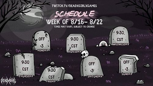 This weeks schedule 🖤