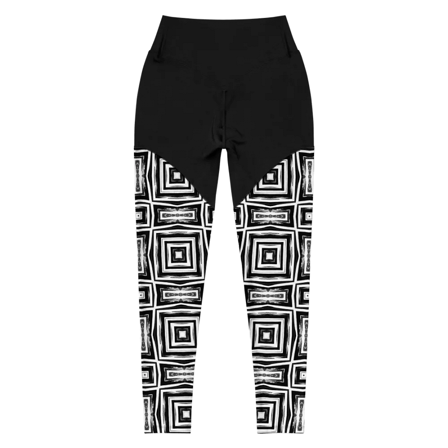 Abstract Monochrome Repeating Pattern Women's Sports Leggings product image (11)
