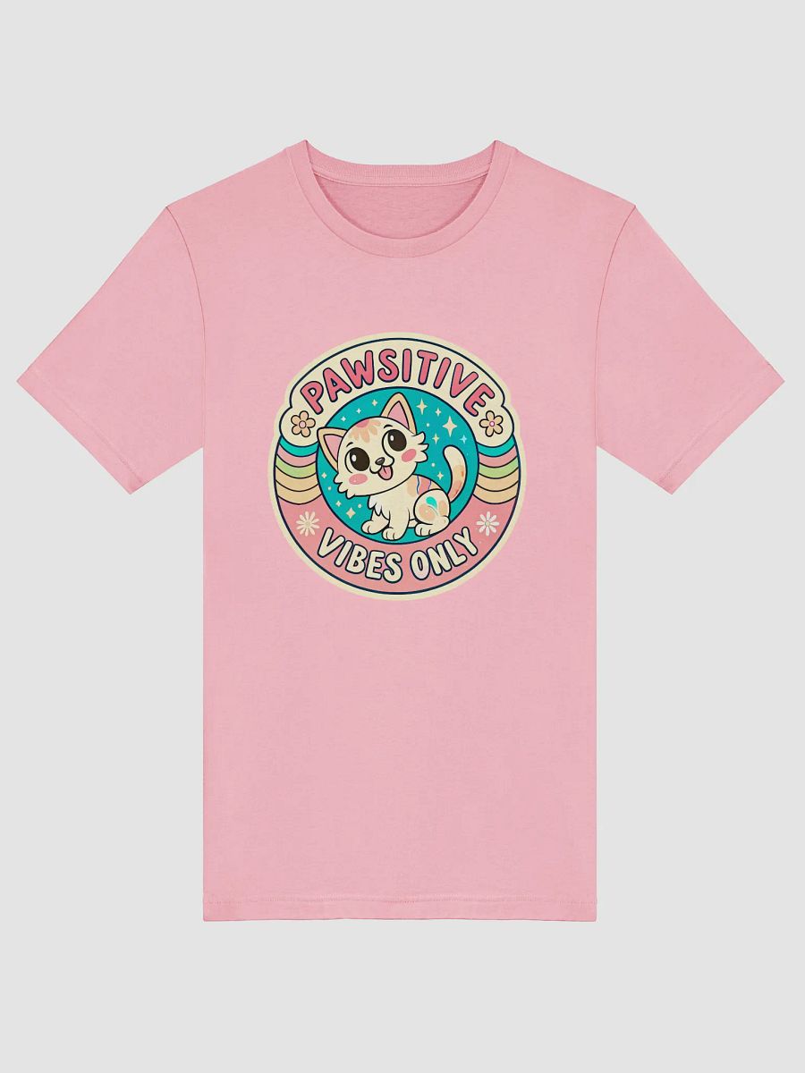 Pawsitive Vibes Cartoon Cat T-Shirt product image (9)
