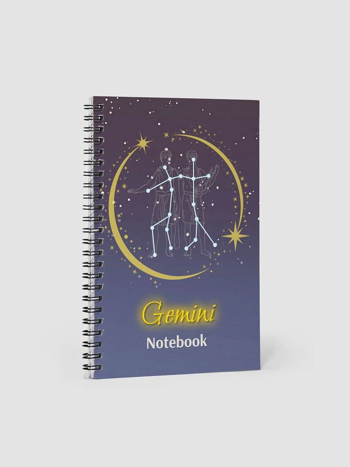Personalized Gemini Zodiac Spiral Dotted Notebook Journal – Starry Constellation Gift for Astrology Lovers, Birthday, Valentine, Christmas, Horoscope, Celestial, Moon, Stars, Stationery, Sketching product image (1)