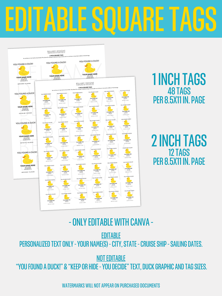 Editable Cruise Duck Tags - Circles & Squares product image (6)