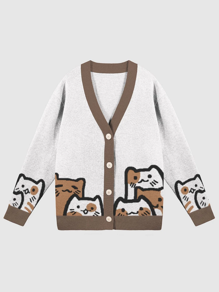 cats! cats everywhere! (white knitted cardigan) product image (4)