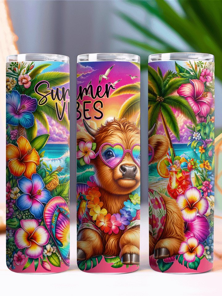 Tropical Highland Cow Summer Vibes Tumbler product image (2)