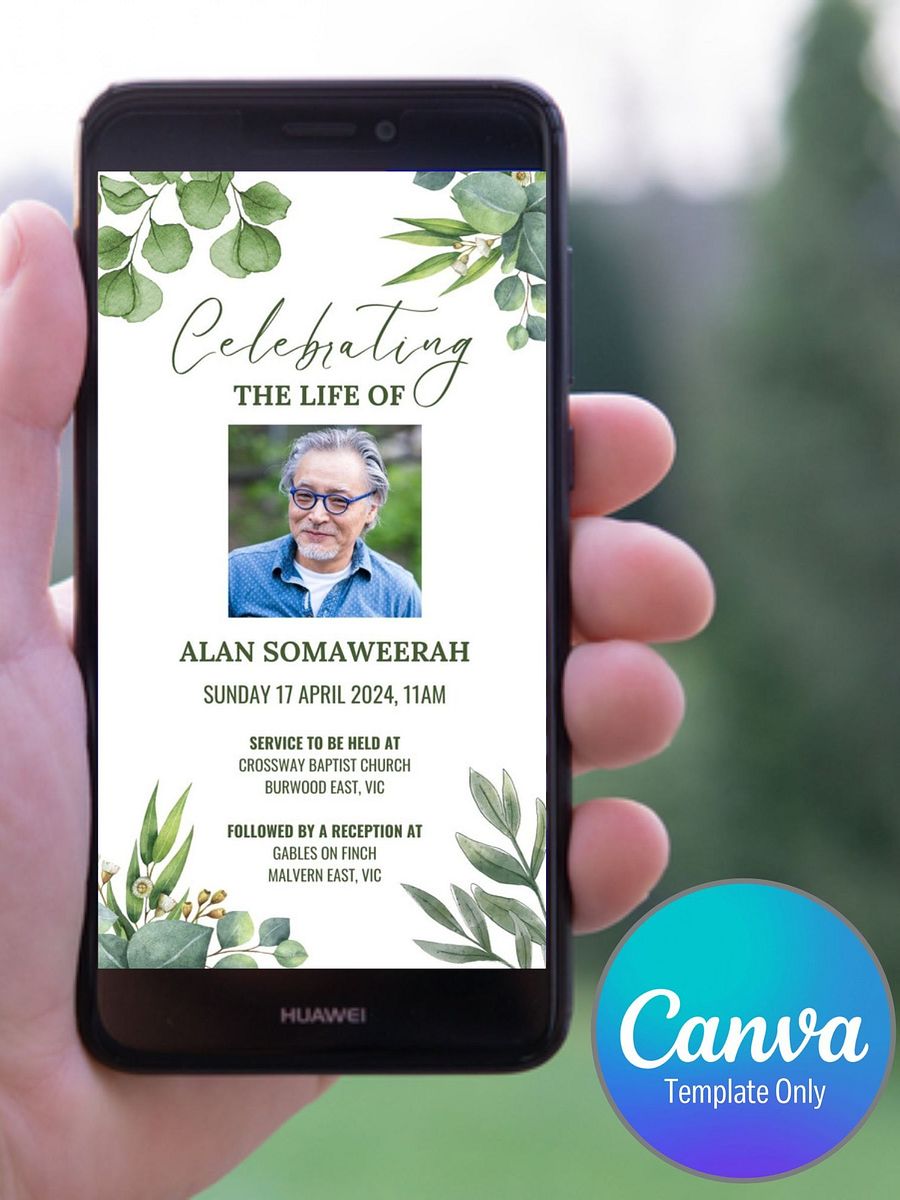 Green Leaves Evite Canva Template product image (1)