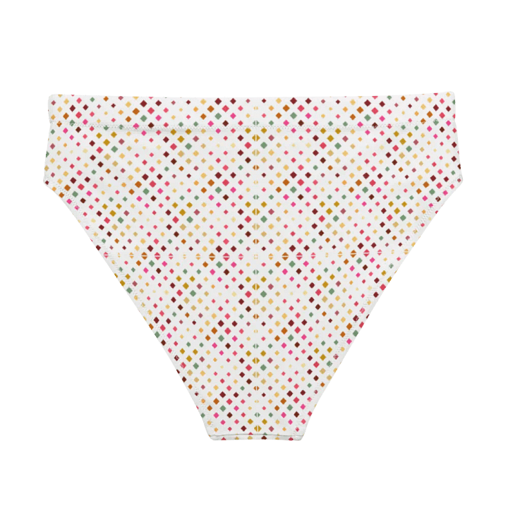 Colorful Square Pattern Design High Waist Bikini Bottom - V4 product image (2)