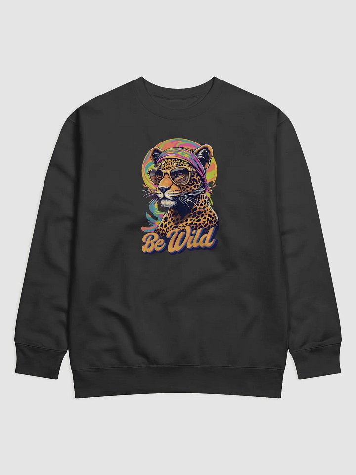 Groovy "Be Wild" Psychedelic Leopard Crewneck Sweatshirt product image (1)