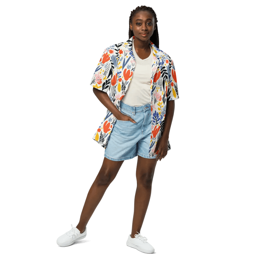 Retro Flowers Orange Hawaiian Shirt product image (3)