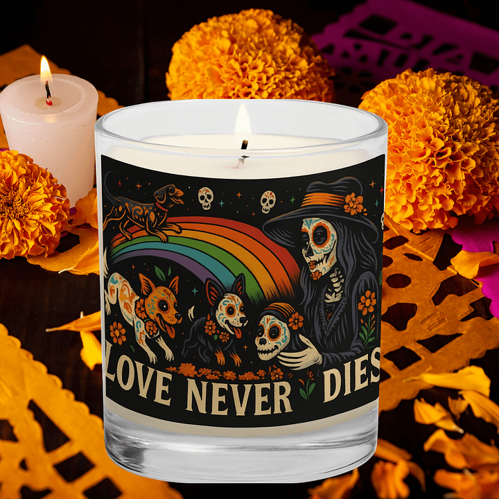 Day of the Dead Rainbow Bridge Candle – Love Never Dies Memorial Soy Wax Candle product image (1)