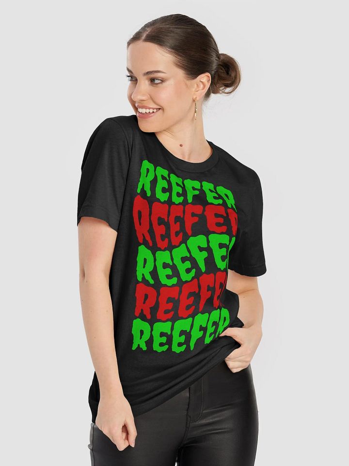 Reefer Red Green Tee, High Holiday Weed Black T-Shirt, Cannabis Clothing product image (2)