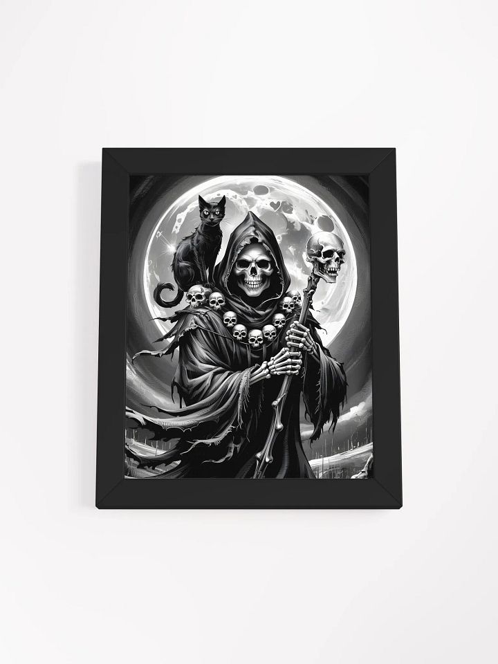 Grim Reaper and Black Cat Framed Print | Gothic Wall Art product image (1)