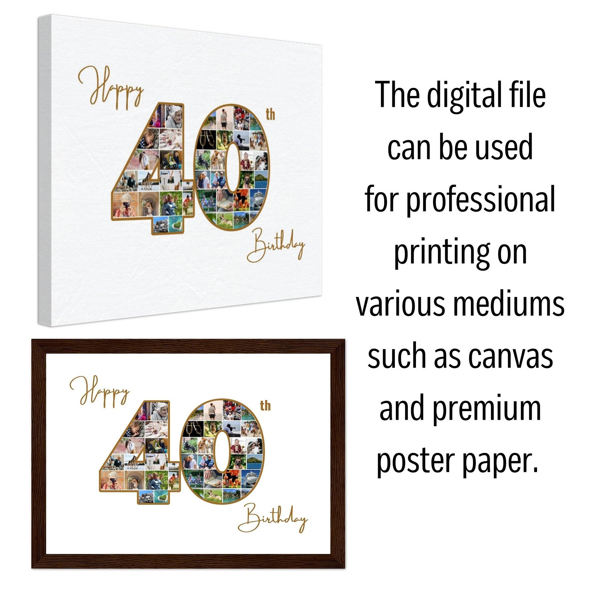 Happy 40th Birthday Photo Collage Canva Template product image (5)